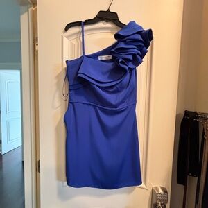 Mac Duggal Royal Blue One-Shoulder Dress
